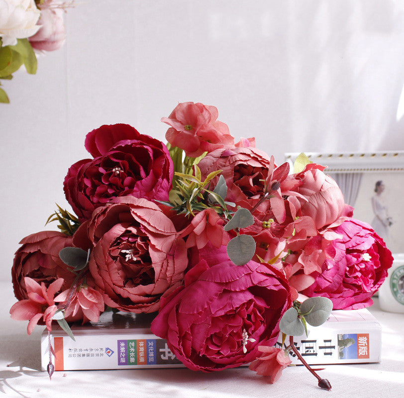 Bouquet de fleurs de pivoines artificielles, décoration de salon