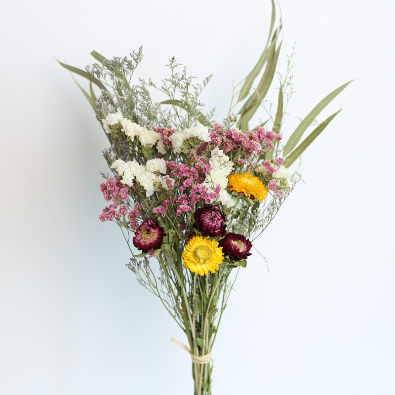 Bouquet de fleurs séchées de roses de coton d'eucalyptus