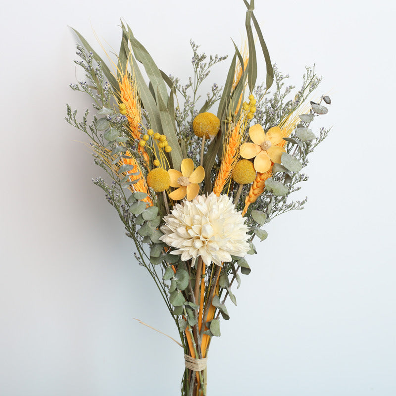 Bouquet de fleurs séchées de roses de coton d'eucalyptus