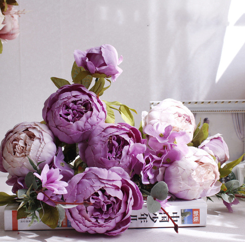 Bouquet de fleurs de pivoines artificielles, décoration de salon