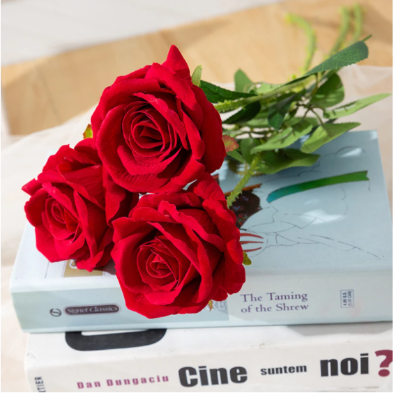 Fleurs de roses rouges artificielles, Bouquet de fleurs pour décoration de salon et de maison