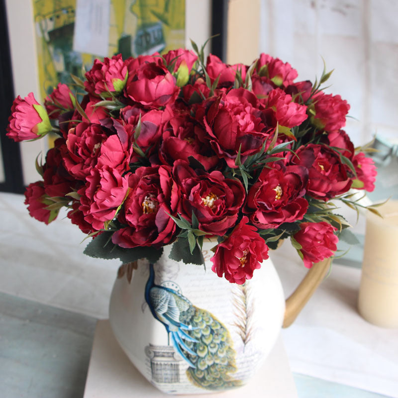 European-style Mini Peony And Peony Five-color Artificial Flower Artificial Flower Silk Flower Artificial Flower Set