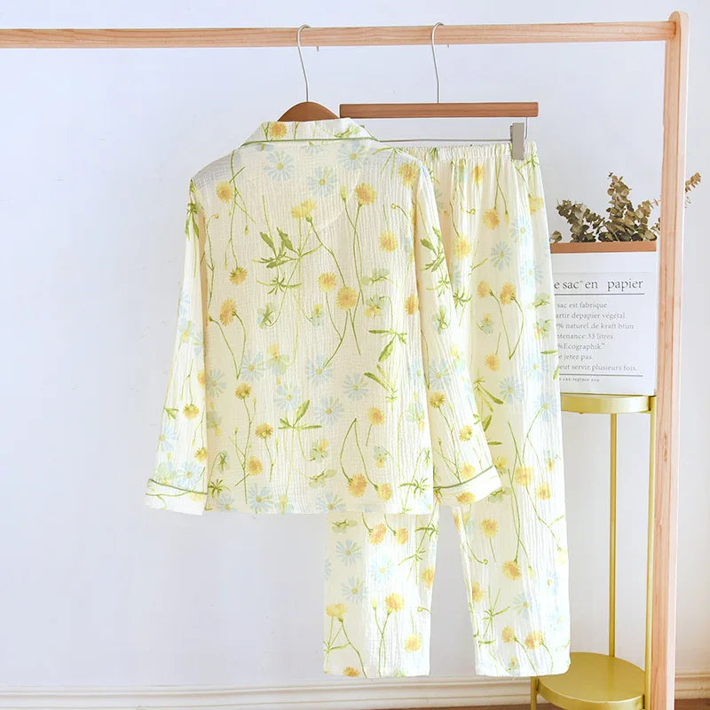 Conjunto de pijama de mujer floral primavera 100% algodón