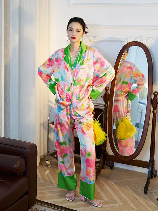 Sardinian rose luxurious loungewear pyjamas two-piece set