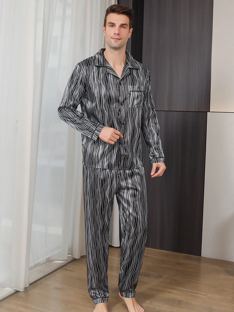 Conjunto de pijama para hombre con estampado abstracto de abedul