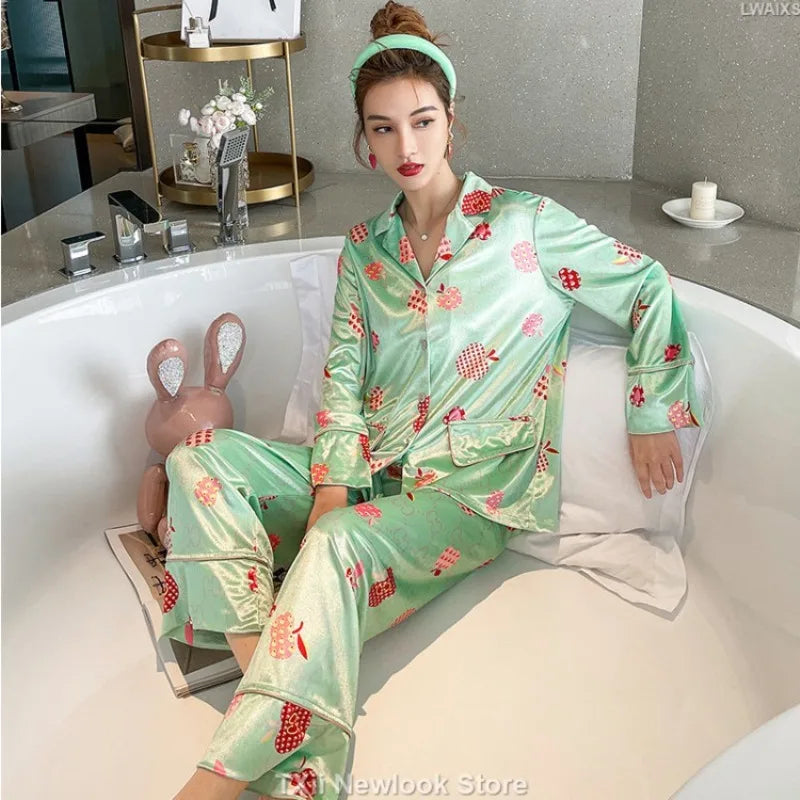 Ensemble deux pièces pyjama loungewear luxueux et fruité 