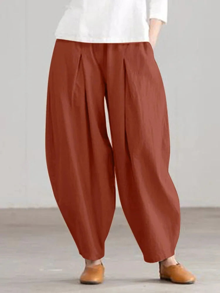 Pantalon Harlan à jambes larges pour femmes, Simple et décontracté, en coton et chanvre, taille élastique, grande taille, pantalon de sport, Cargo, été 2023