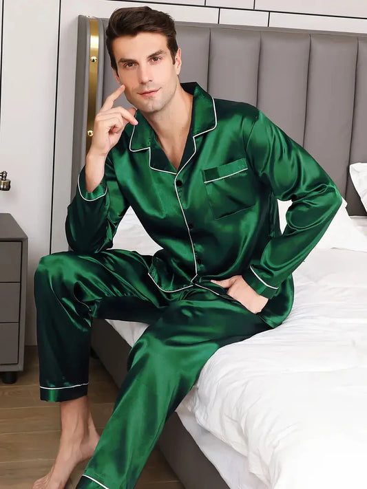 Conjunto de pijama para hombre loungewear en verde esmeralda