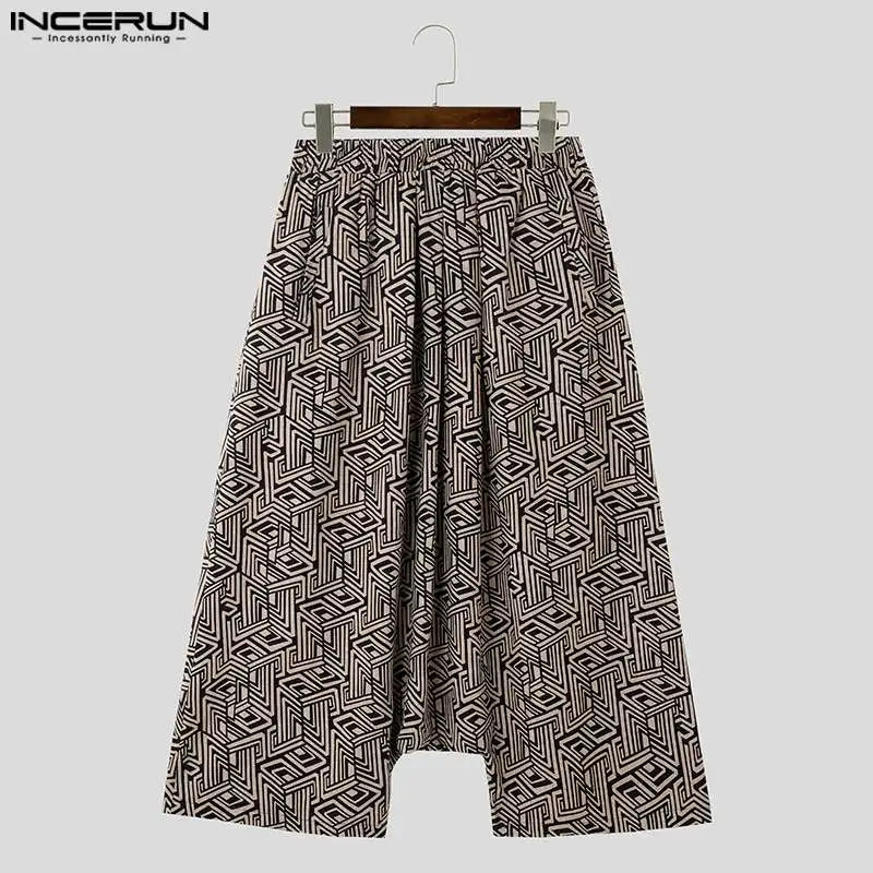 INCERUN 2023 Chinese Style Men's Pants Ethnic Printing Loose Fitting Trousers Casual Streetwear Male Hot Selling Pantalons S-5XL