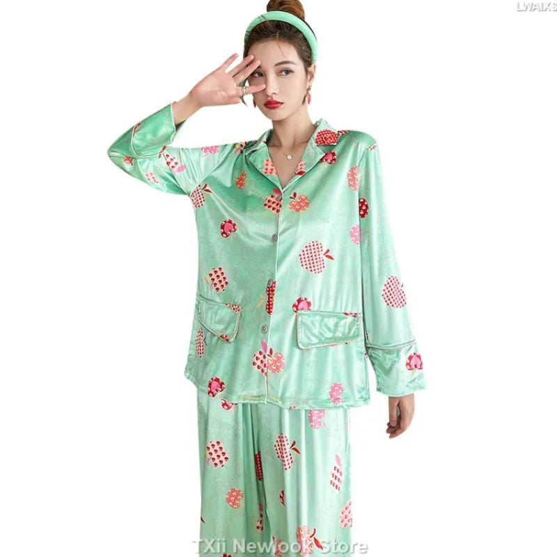 Ensemble deux pièces pyjama loungewear luxueux et fruité 