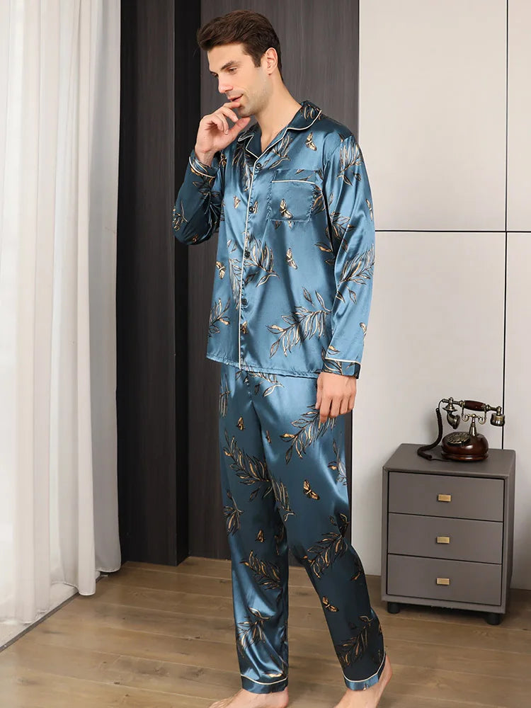 Conjunto de pijama para hombre en un hermoso color azul verdoso