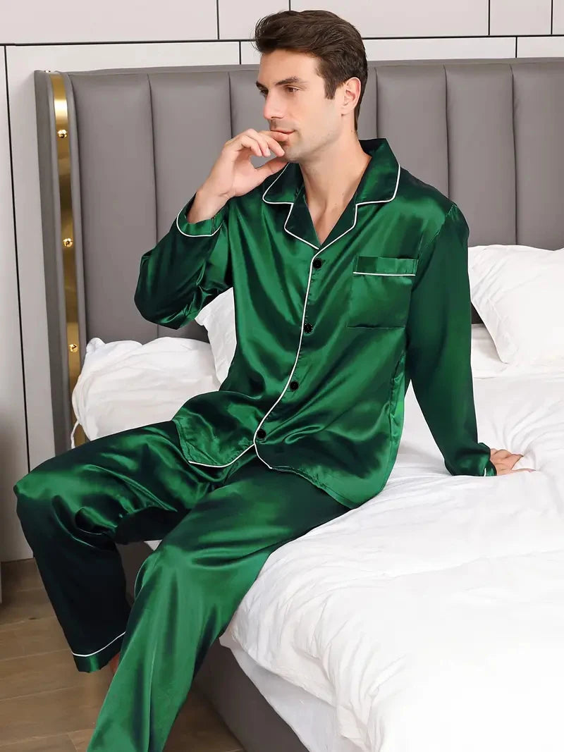 Conjunto de pijama para hombre loungewear en verde esmeralda