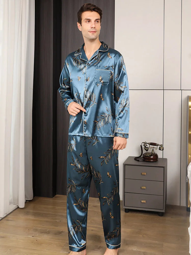 Conjunto de pijama para hombre en un hermoso color azul verdoso