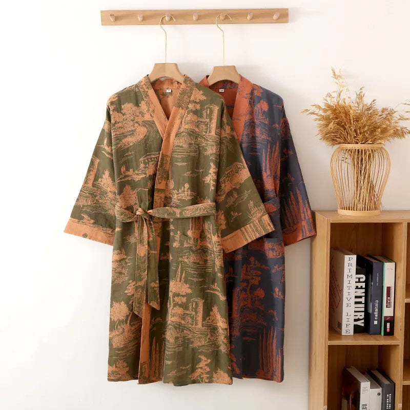 For the men casual-kimono bathrobe - 100% cotton