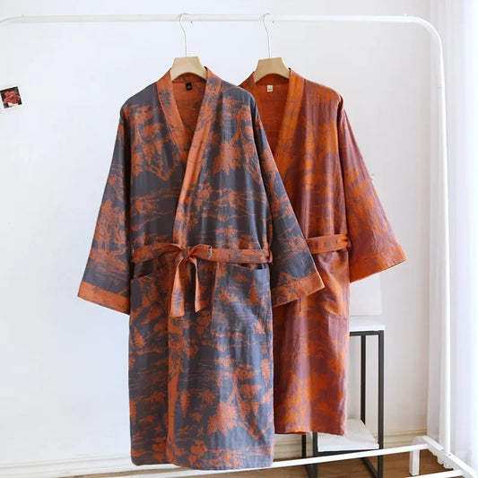 100% cotton woven casual-kimono bathrobe