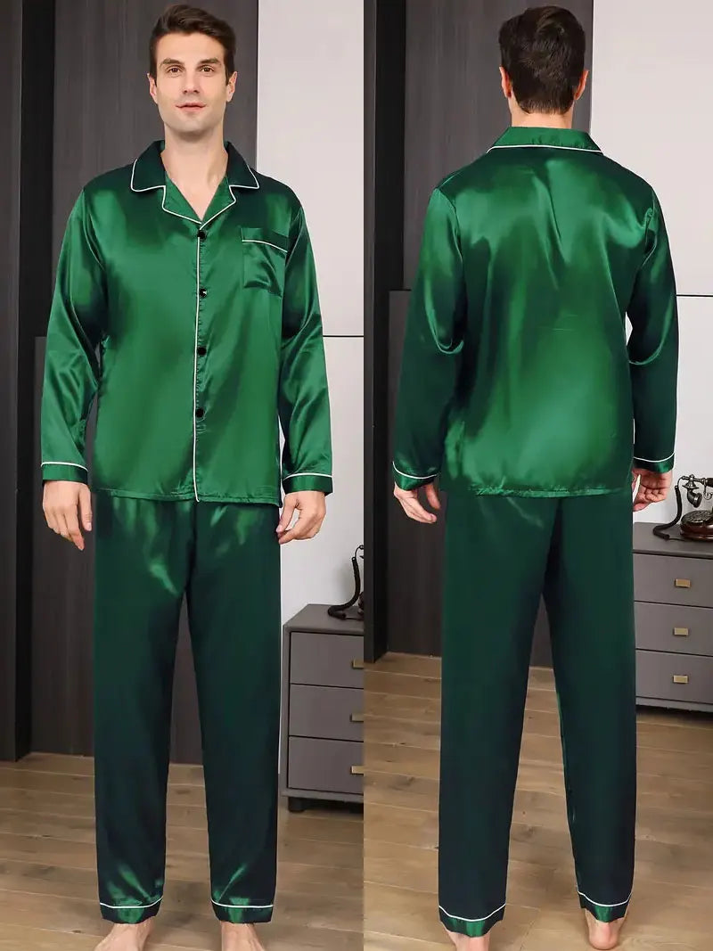 Conjunto de pijama para hombre loungewear en verde esmeralda