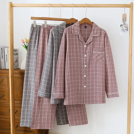 Men's cosy n' warm cheque loungewear pyjama set in 100% cotton