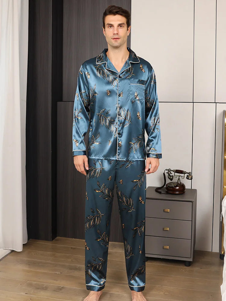 Conjunto de pijama para hombre en un hermoso color azul verdoso