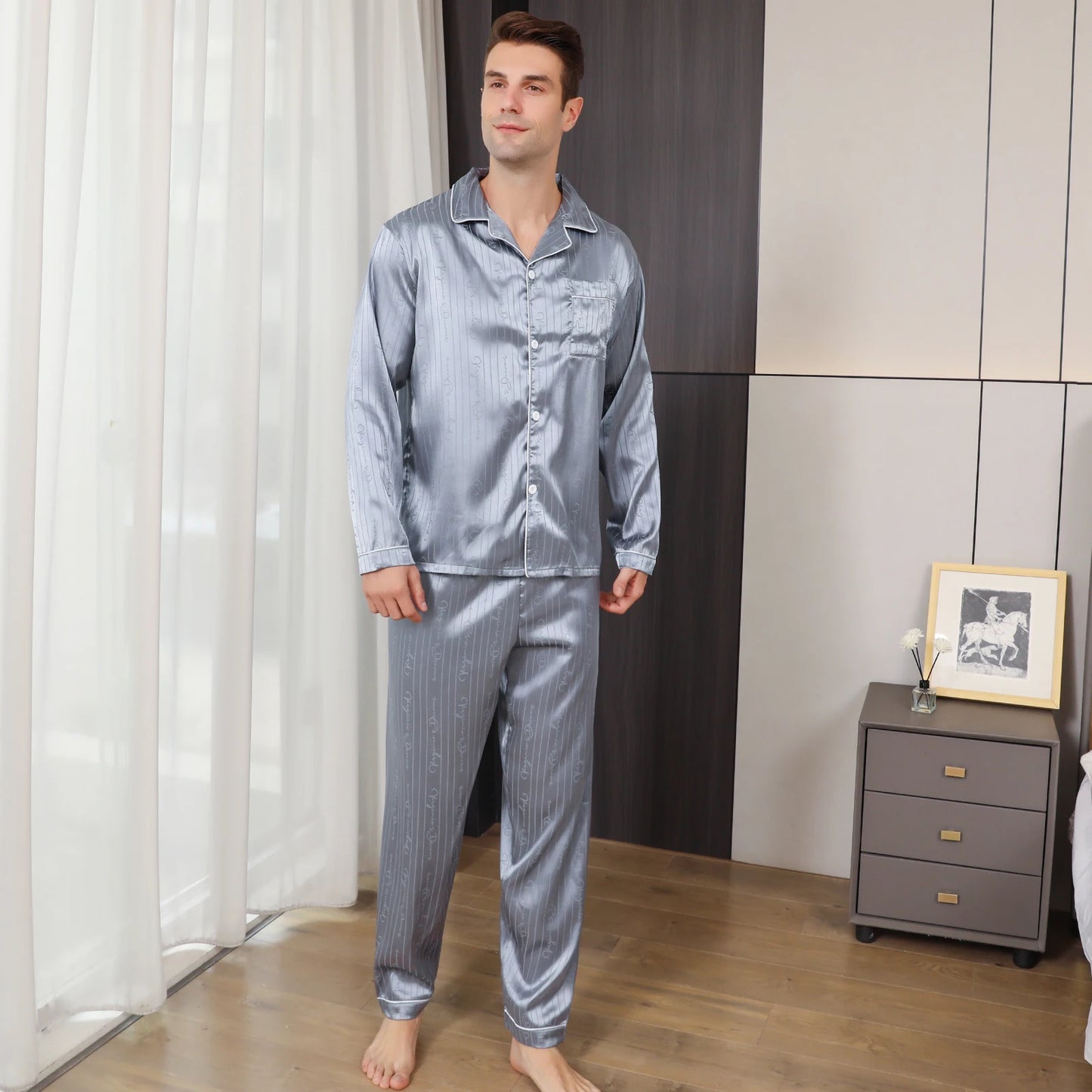 Conjunto de pijama para hombre loungewear en azul hielo