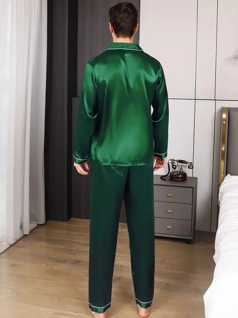 Conjunto de pijama para hombre loungewear en verde esmeralda