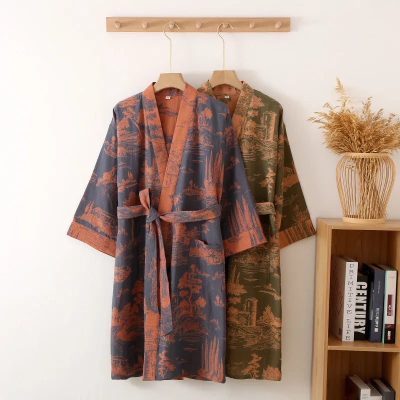 For the men casual-kimono bathrobe - 100% cotton