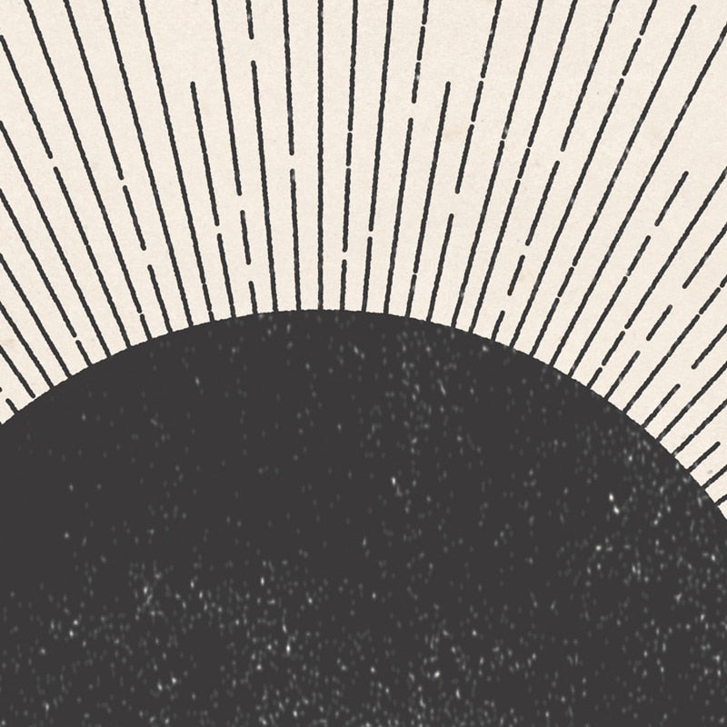 Sun Illustration Mid Century Modern Block Print