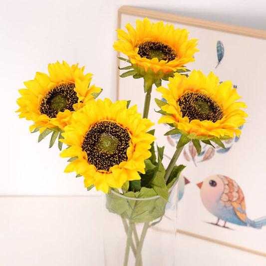 Single Sunflower  Artificial Flower Decoration Silk Ornaments