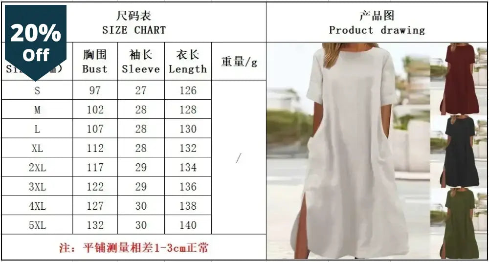 Autumn Cotton Linen Womens Long Dress O-Neck Pocket Casual Dresses Female Trendy Fashion Oversize