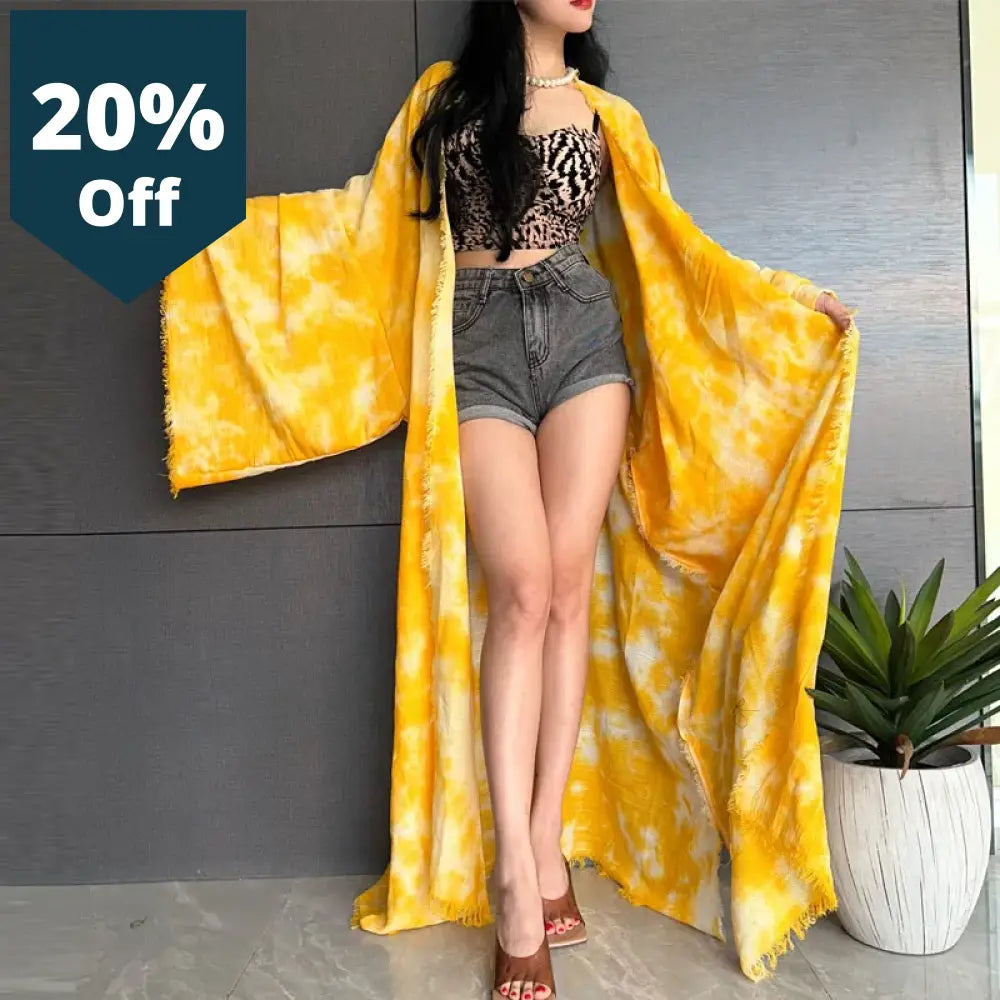 Beach Cover Ups For Swimwear Women Tie Dye Elegant Kimono Swimsuit Cape Summer Dress 2023 Beachwear