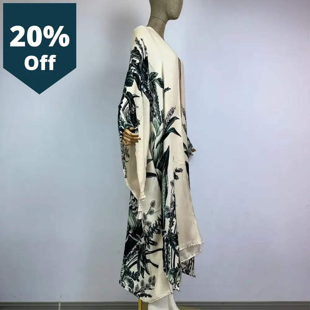 Kimono Africa Boho Fashion Print Beach Swimwear 2023 Elegant Cardigan Sexy Holiday Maxi Wear