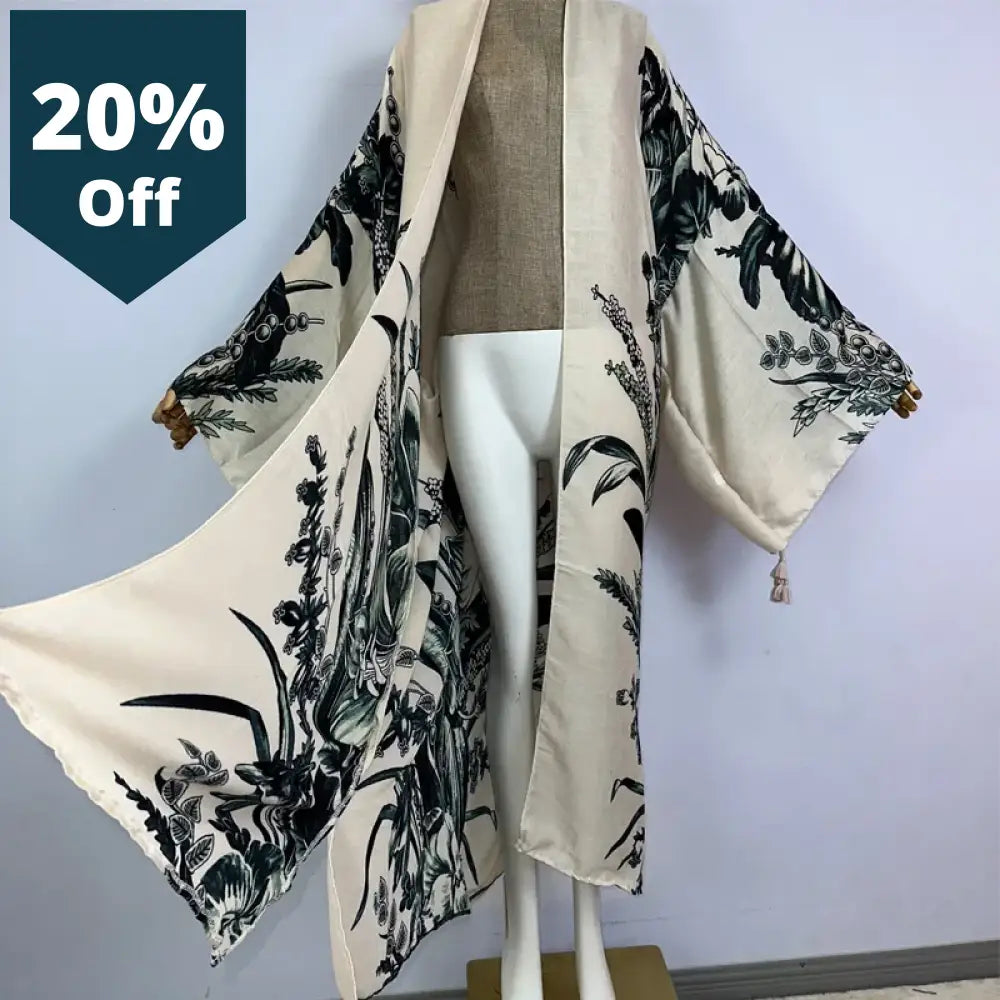 Kimono Africa Boho Fashion Print Beach Swimwear 2023 Elegant Cardigan Sexy Holiday Maxi Wear