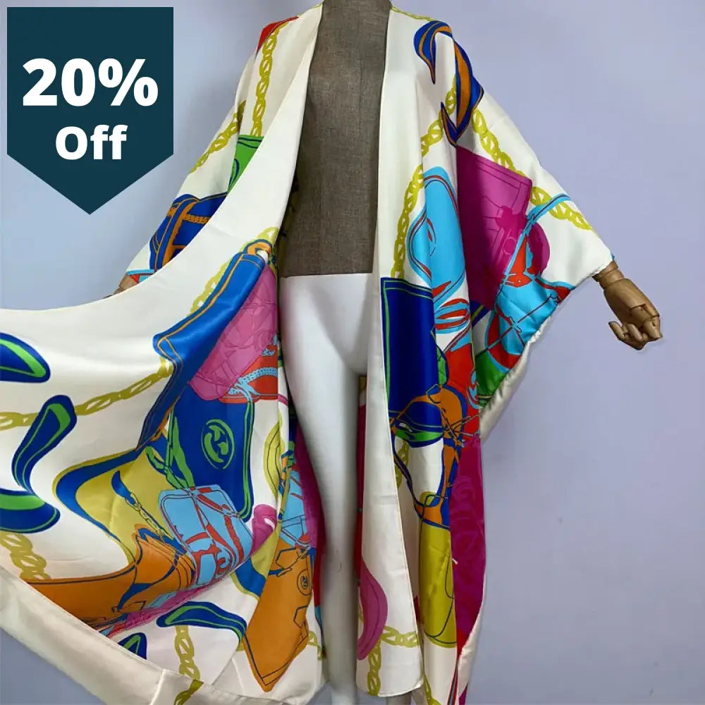 Kimono Africa Summer Boho Print Beach Outfits For Women Cover-Up Long Coat Elegant Maxi Dress