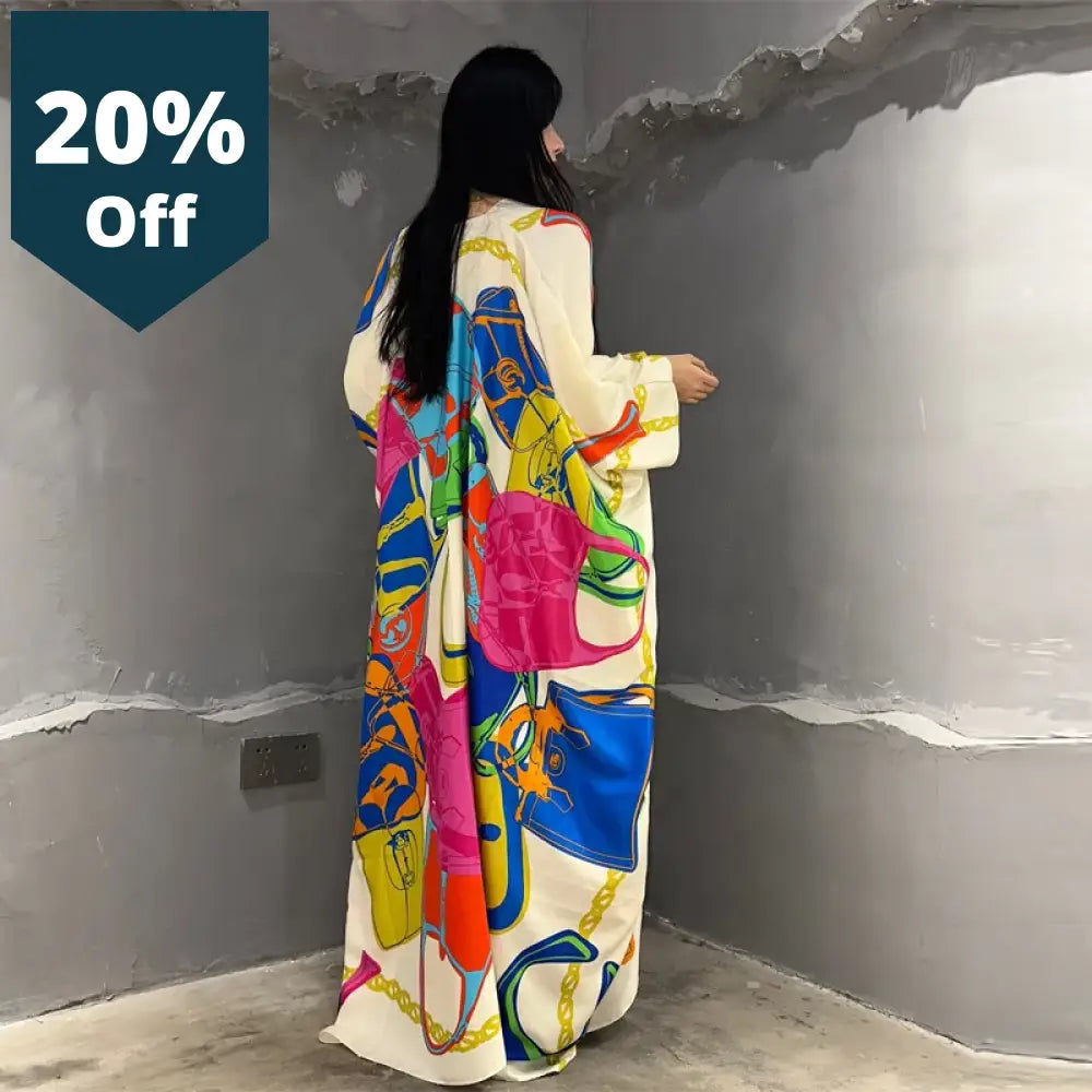 Kimono Africa Summer Boho Print Beach Outfits For Women Cover-Up Long Coat Elegant Maxi Dress