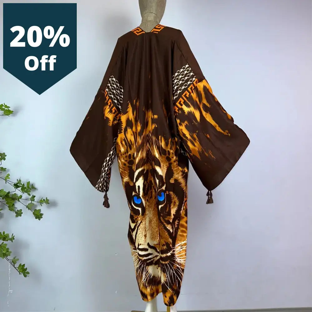 Kimono Africa Summer Boho Print Caftan Beach Swimwear Elegant Cardigan Sexy Holiday Maxi Wear