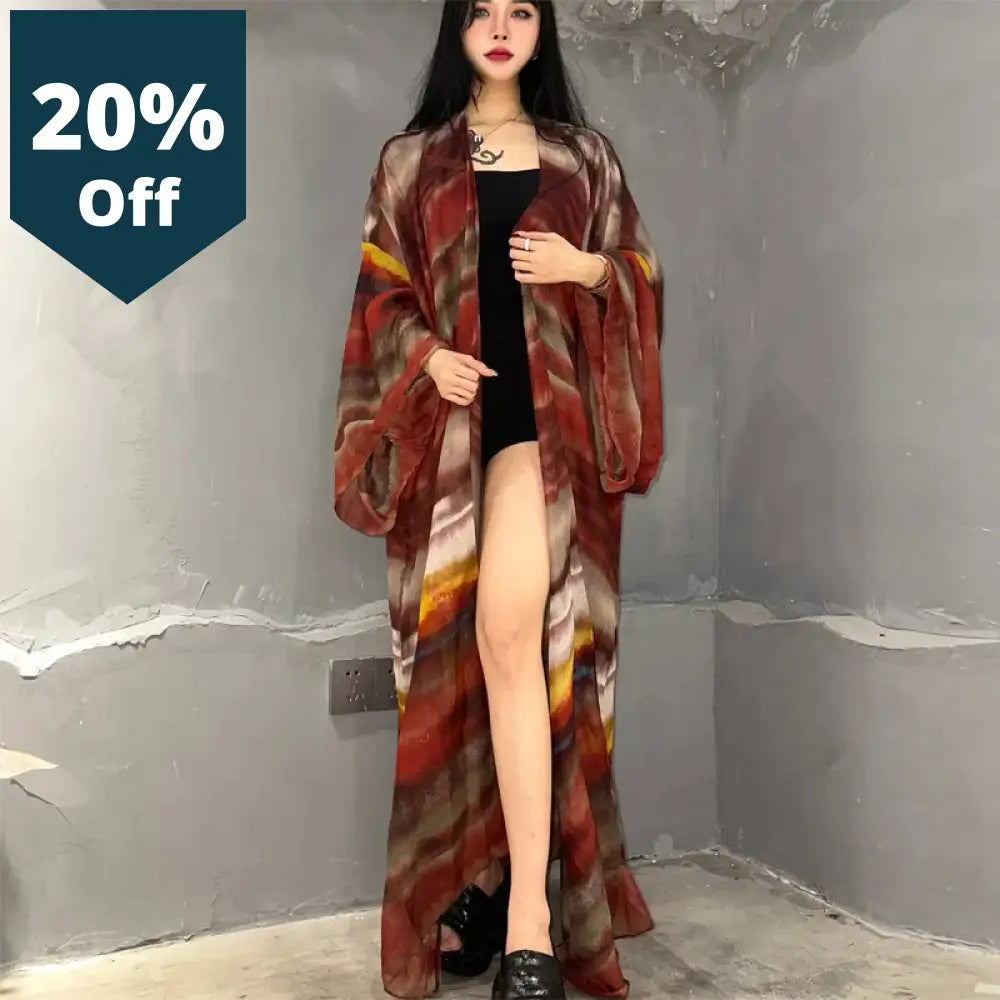 Kimono Boho Print Kaftans Beach Cover-Ups Elegant Cardigan Sexy Africa Coat Outfits For Women