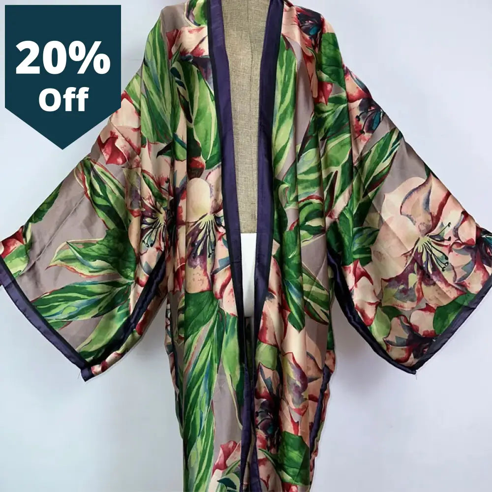 Kimono Boho Print Kaftans Beach Wear Cover-Ups Elegant Cardigan Sexy Holiday Maxi Outfits For Women