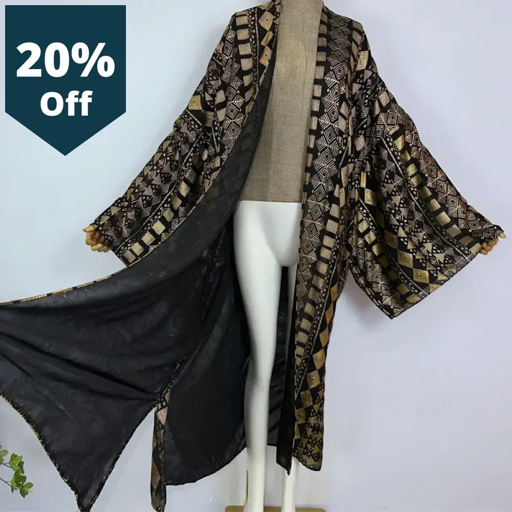 Kimono New Boho Beach Summer Hot Stamping Print Bikini Cover-Up Sexy Vestidos Para Playa Long Sleeve