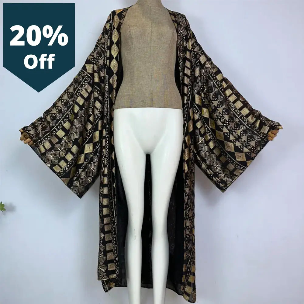 Kimono New Boho Beach Summer Hot Stamping Print Bikini Cover-Up Sexy Vestidos Para Playa Long Sleeve