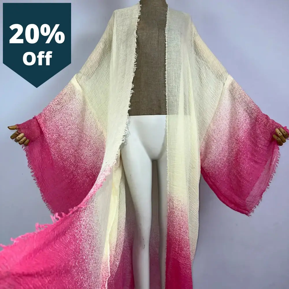 Kimono New Summer Gradient Color Beach Outfits For Women Cover-Up Long Coat Elegant Africa Maxi