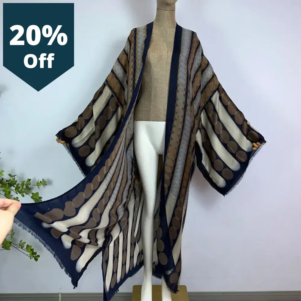 Kimono Summer Geometric Print Kaftan Beach Outfits For Women Elegant Cardigan Holiday Maxi Swimsuit