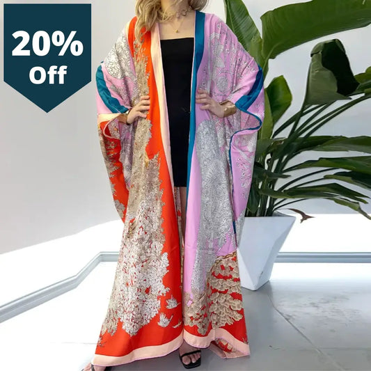 Kimono Women Cardigan Stitch Kimono Cocktail Sexcy Boho Maxi African Holiday Batwing Sleeve Silk