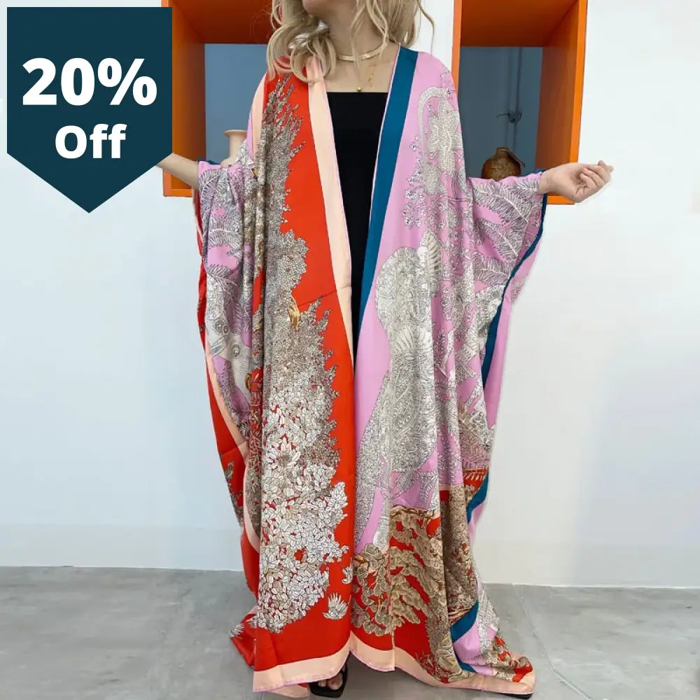 Kimono Women Cardigan Stitch Kimono Cocktail Sexcy Boho Maxi African Holiday Batwing Sleeve Silk