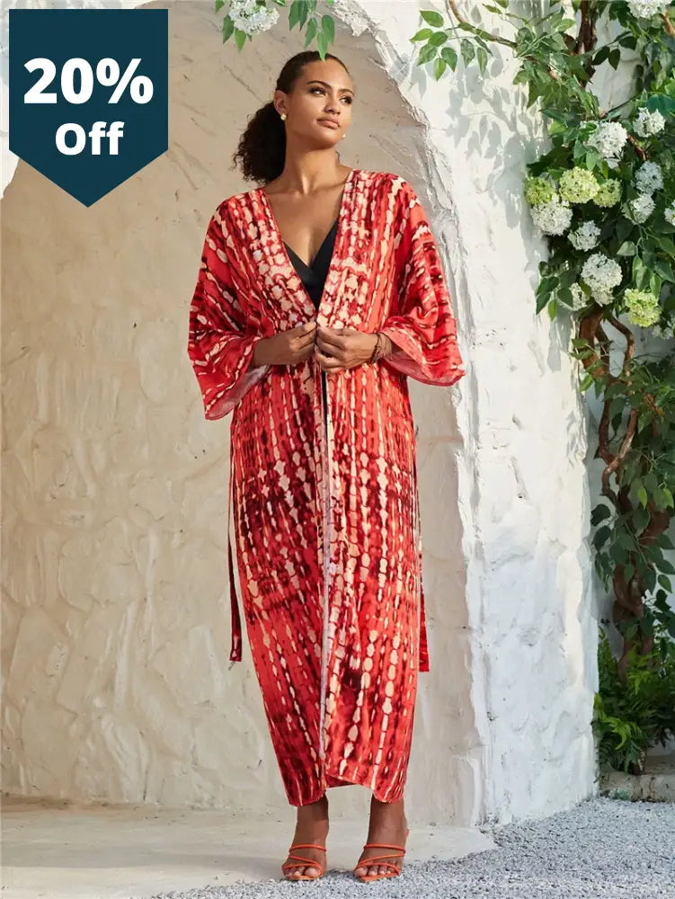 Long Kimono Swimsuit Cover Up For Women Stylish Tie Dye Open Front Beach Outfits Bathing Suit