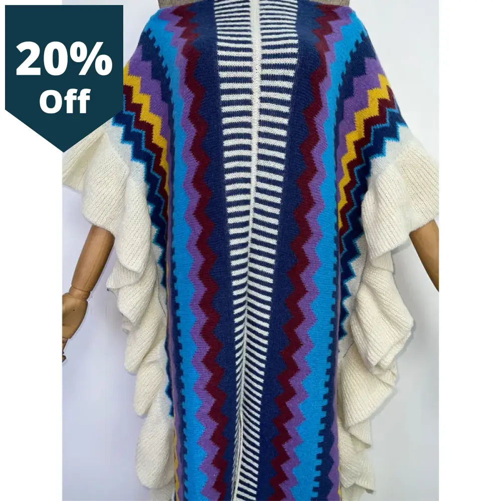 Rainbow Printing Comfort Warm Winter Fashion Holiday Dress Elegant Africa Women Boho Party Long