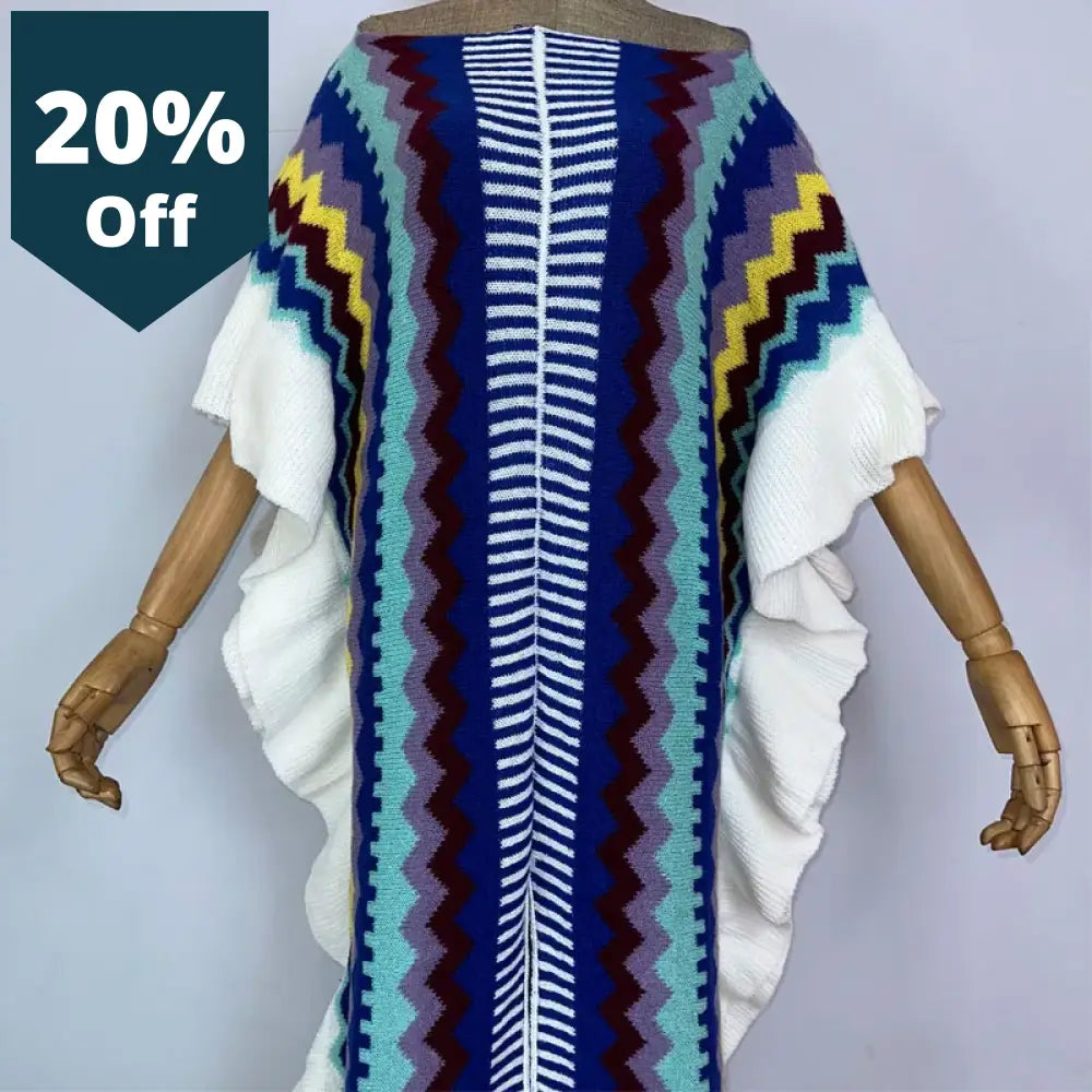 Rainbow Printing Comfort Warm Winter Fashion Holiday Dress Elegant Africa Women Boho Party Long