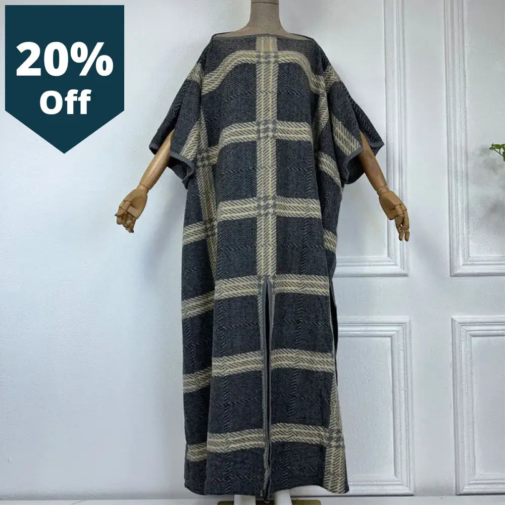 Retro Print Comfort Warm Fashion Caftan Winter Dress Elegant Africa Women Boho Party Clothes For