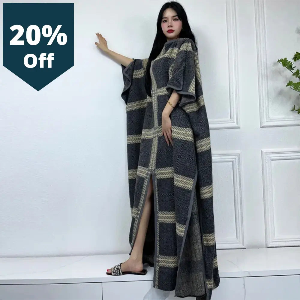 Retro Print Comfort Warm Fashion Caftan Winter Dress Elegant Africa Women Boho Party Clothes For