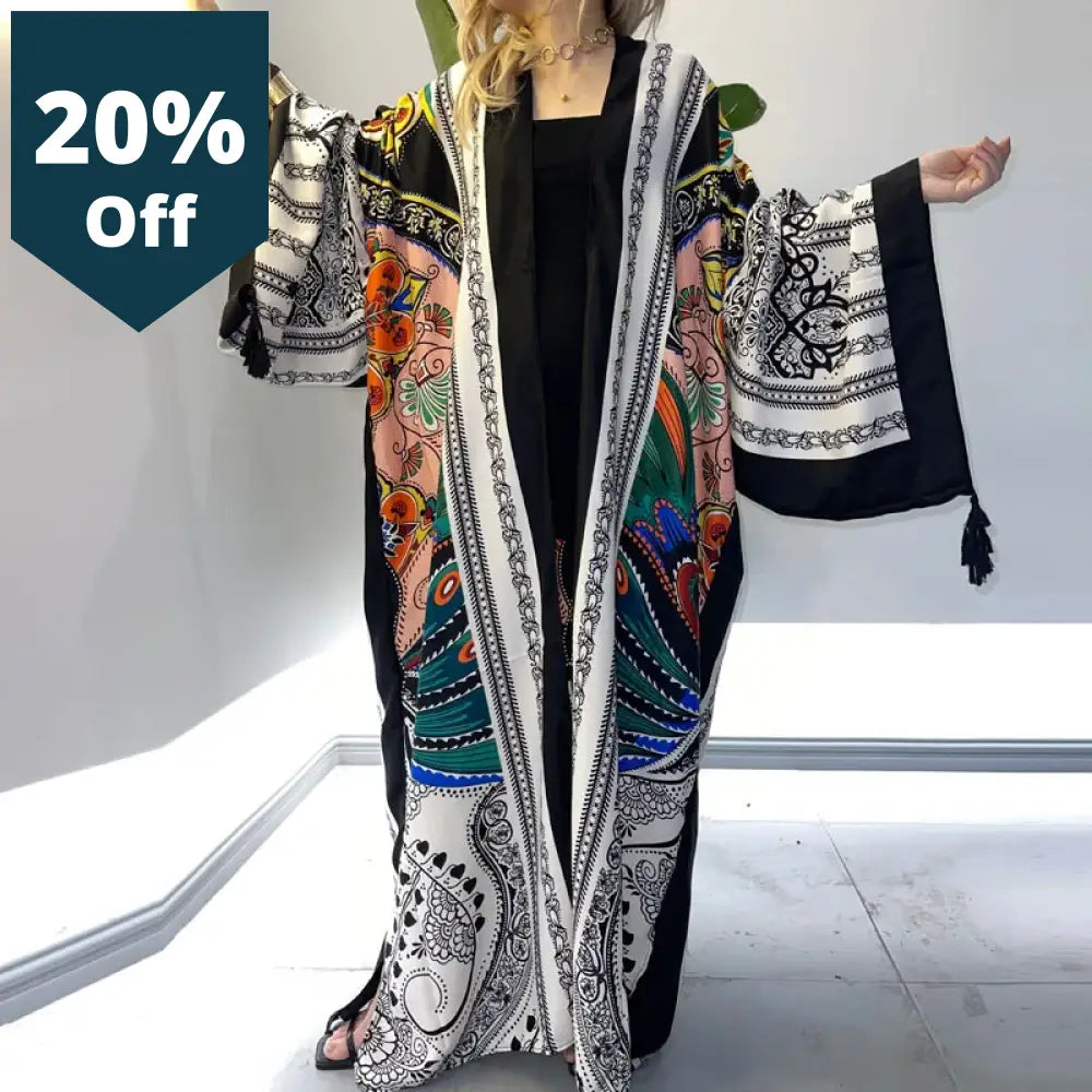 Spring Dress 2021 Women Kimono Cardigan Stitch Robe Cocktail Sexcy Boho Maxi African Holiday Batwing