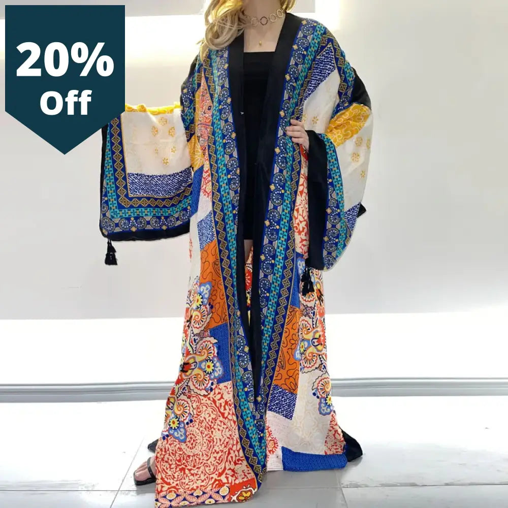 Spring Dress Women Kimono Cardigan Stitch Robe Cocktail Sexcy Boho Maxi African Holiday Batwing