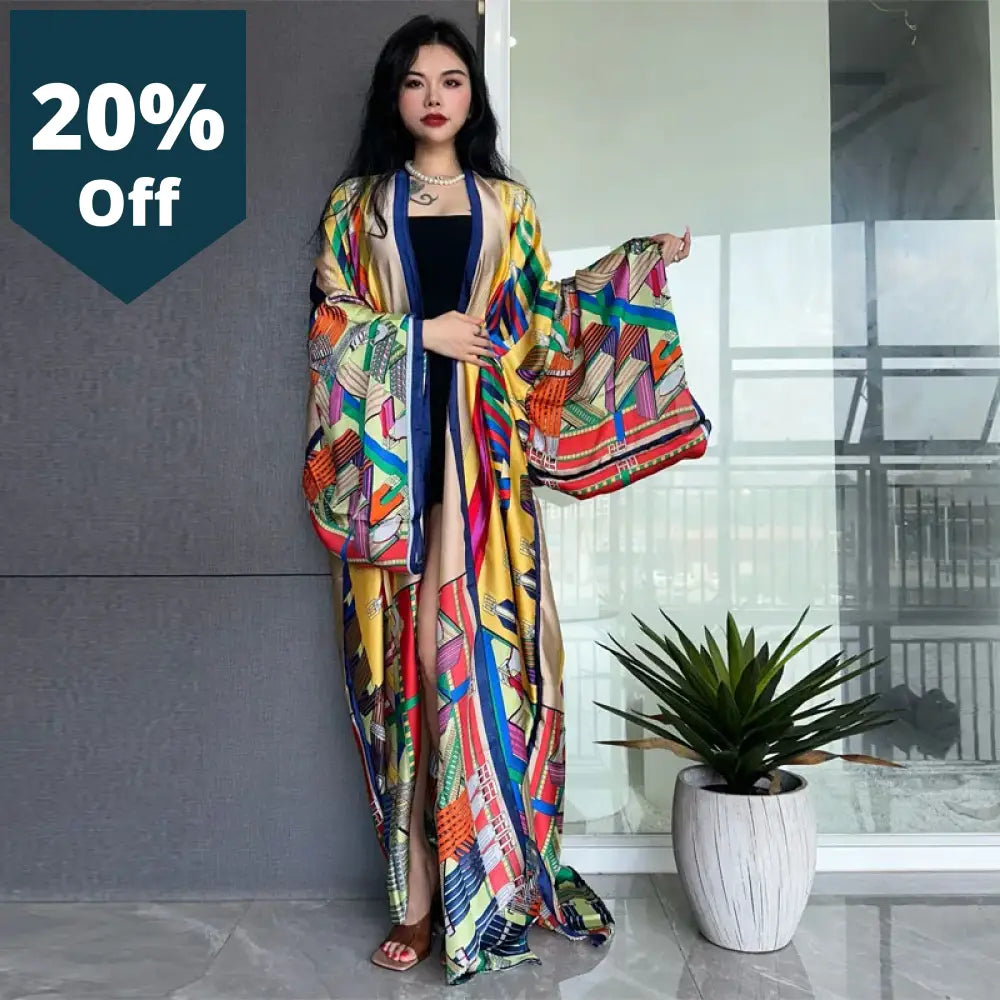 Summer Fashion Print Women Coat Loose Long Dress Elegant Party Boho Maxi Beach Holiday Swimming